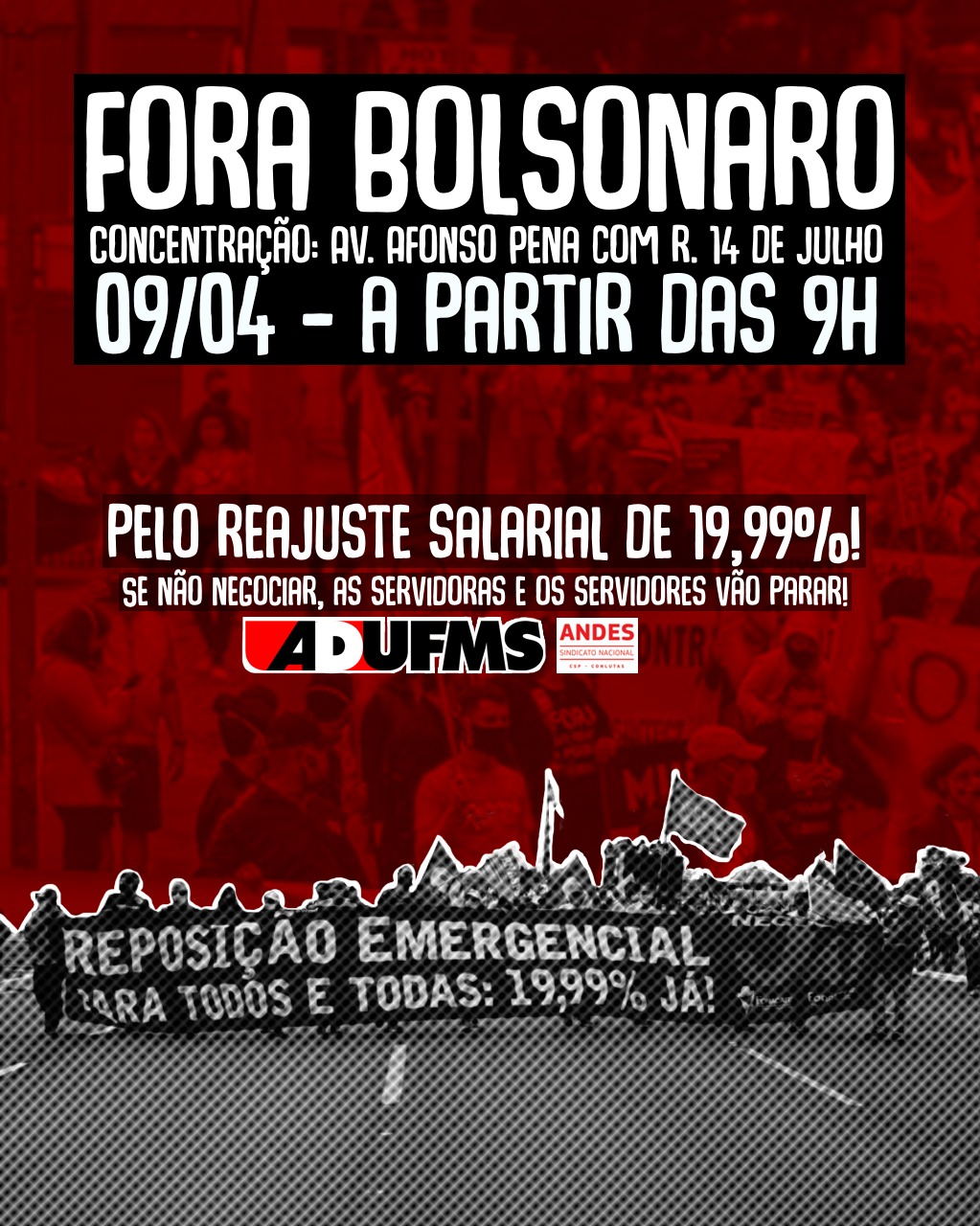 Ato “Fora Bolsonaro” ocorre neste sábado em Campo Grande